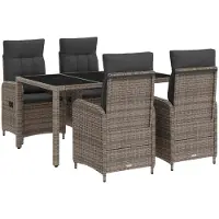 vidaXL Outdoortisch-Set 5 pcs Hellgrau und Dunkelgrau 150 x 90 x 75 cm