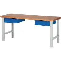 TECWERK Werkbank Ser.BK 650 B2000xT700xH790-1140mm Buche massiv grau/blau 2 Schubl.TW