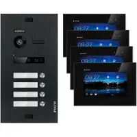 Balter EVO Video Türsprechanlagen Schwarz Set 2-Draht BUS 7" LCD Monitor für 4 Familienhaus