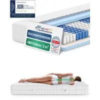 AM Qualitätsmatratzen | ergonomische 7-Zonen Taschenfederkernmatratze | 80x210 cm | H3 | 80/210 | Federkernmatratze | Härtegrad H3 | 7 Zonen | 20 cm Höhe
