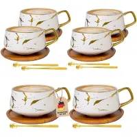 Intirilife Teetasse mit Holz Untersetzer