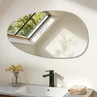 S'AFIELINA Wandspiegel asymmetrisch 85×50 cm ohne Rahmen Deckospiegel Badspiegel für Wohnzimmer, Badezimmer und Schlafzimmer