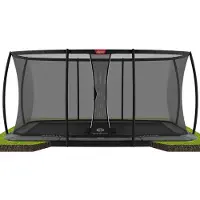 BERG Ultim Champion Trampolin FlatGround, Sicherheitsnetz Deluxe XL 410 cm Grau
