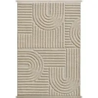 KADIMA DESIGN Teppich Wohnzimmer 3D Skandinavischer Boho Modern Waschbar Strapazierfähig Esszimmer OEKO-TEX Beige 60x110 cm – RIGI von