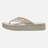 Crocs Damen Baya Plateau Glitzer Flip Flops Stucco