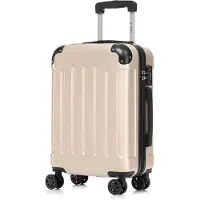 YONSLY Premium Reisekoffer TSA-Schloss,YKK-Reißverschluss Hartschalen-Koffer Trolley Kabinenkoffer Rollkoffer Suitcase Handgepäck (Elfenbeinweiß, M)