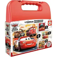 Educa - Cars Suitcase - 4er-Set progressiver Kinderpuzzles von 12 bis 25 Teilen. Ungefhre Gre: 16 x 16 cm. +3 Jahre (19677)