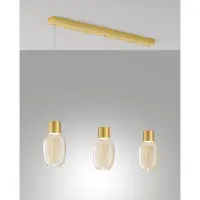 FABAS LUCE Lapo LED-Pendelleuchte, 36 W, 3900 lm, 3000 K warmweiß, Metallrahmen und cognacfarbenes Borosilikatglas, stufenlos dimmbar - Lapo