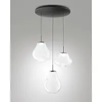 FABAS LUCE Deva Pendelleuchte Ø500mm 42W LED 4530lm CCT 2700K/3000K/4000K Dimmbar Metallstruktur und transparentes Borosilikatglas - Deva