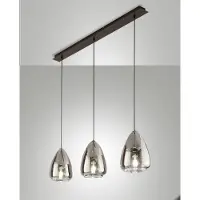 FABAS LUCE Britton Pendelleuchte aus Metall & Borosilikatglas, rauchfarben, E27-Fassung, 3 x 40W, elegantes Design für den Innenbereich, Schutzart IP20