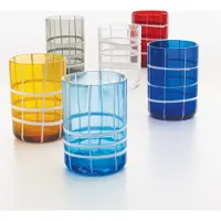 Zafferano Twiddle - Set mit 6 farbigen Gläsern aus geblasenem Glas, 35 cl - handgefertigte Trinkgläser mit weißem Dekor, spülmaschinenfest