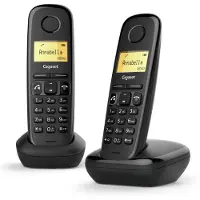 Gigaset A270 Duo, DECT-Telefon, Kabelloses Mobilteil, Freisprecheinrichtung, 80 Eintragungen, Anrufer-Identifikation, Schwarz
