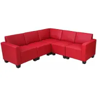 Mendler Modular Sofa-System Couch-Garnitur Moncalieri 5, Kunstleder rot
