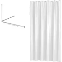 Sealskin Duschvorhangstangen-Set mit Duschvorhang Easy Roll Mat Aluminium / Weiß