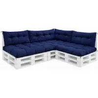 VBChome Palettenkissen 120x80 120x40 70x40 cm für Europaletten Möbel Palettenauflage Garten 12 Farben mit Schaumstoffflocken Füllung Marine 7-TLG Set
