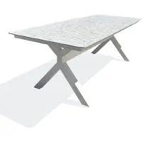 DCB Groupe Weißer Aluminium-Gartentisch mit Sintersteinplatte (220 x 90 cm) - ABELLA