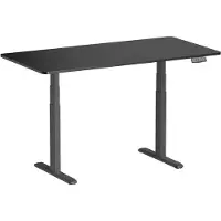 KIMEX - Motorisierter Sitz-Steh-Schreibtisch 150x75cm, Schwarze Tischplatte mit abgerundeten Kanten/Schwarzes Gestell