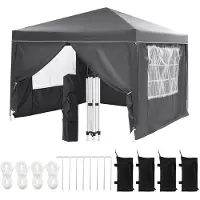 StarTech.com Faltpavillon 3 x 3 m - Pop-up Partyzelt/Gartenpavillon - 4 Seitenwände - Automatischer Schnellaufbau - Wassersäule 1000–1500 mm - Für 8+ Personen - Grau