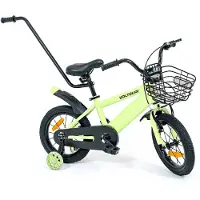 Thunder Kinderfahrrad 14 Zoll mit leuchtenden Stützrädern, Schiebestange und Korb – für Kinder 3–6 Jahre