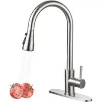 OEM Küchenarmatur mit Klappduschkopf, zwei Geschwindigkeiten und Sprinklerkopf mit Schaltfunktion, hoher Bogen, aus Edelstahl 304.