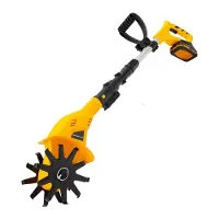 StarTech.com Elektrische Bodenfräse - Akku-Kultivator 20 V - Verstellbarer Griff - Sicherheitsschalter - 250 U/min - 40 min Laufzeit - Ladezeit 1–3 h - Gelb-Schwarz