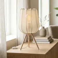 LumenXL Tischlampe Solva aus Stoff - hellbeige