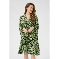 Kaffe Midikleid "Damen Kleid KAedita", Damen, Gr. 40, N-Gr, grün (grün blurry leafs), Obermaterial: 100% Viskose LENZING ECOVERO CV LenzEcov., Kleider Midikleid
