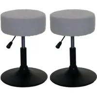 Proregal 2er-Set Hocker höhenverstellbar und drehbar | Sitzhöhe 45-57cm | Durchmesser 37cm | Stoff Bouclé | Grau | Sitzhocker Schminkhocker