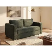 Vente-unique Schlafsofa mit Matratze 4-Sitzer - Cord - Tannengrün - Liegefläche mit Lattenrost mit breiten Latten 160 cm - Matratze 22 cm mit Memory Schaum - LORETO