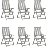 vidaXL Verstellbare Gartenstühle 6 Stk. Grau Massivholz Akazie