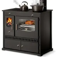 Prometey Küchenofen Holzherd P ECO INOX Edelstahlbackfach, rechte Version