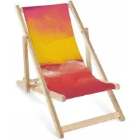 AllBags Kinder Liegestuhl Holz klappbar „Sonnenuntergang“ – Garten Sonnenliege Strandliege für Kinder
