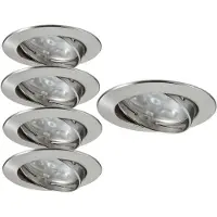 Paulmann Premium Einbauleuchten Set Power Flood LED 5x3W 15VA 230V 83mm Eisen gebürstet/Alu Zink