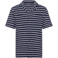 Ralph Lauren für Herren. 710A13005002 Gestricktes Hemd und Pointelle mit marineblauen Streifen (L), Lässig, Baumwolle, Kurzarm