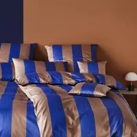 Elegante Mako-Satin Bettwäsche Duo kobalt mousse 240x220 cm + 2x 80x80 cm - blau;braun