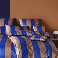Elegante Mako-Satin Bettwäsche Duo kobalt mousse Kissenbezug einzeln 40x80 cm - blau;braun