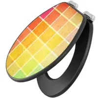 Banjado Anthrazit Toilettendeckel Mit Absenkautomatik WC-Sitz Soft Close Hygienischer Klodeckel MDF Mit Motiv Bunte Glasbausteine