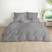 TRAUMSCHLAF Uni Mako-Satin Bettwäsche, Bettbezüge und Kissenbezüge einzeln Kissenbezug einzeln 65x100 cm | graphit - grau