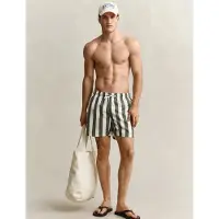 Gant Badehose Block Striped Swim Shorts Herren Dry Herb Green / White-S