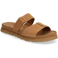 Ugg für Damen. 1178590 GoldenGaze Slide Sandalen aus braunem Leder (36), Wohnung, Wildleder, Keine, Lässig