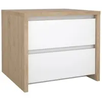 Wellhome - Nachttisch mit 2 Schubladen in den Farben Eiche und Weiß 52 x 49 x 46 cm - Segre Oak