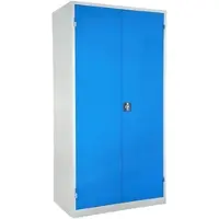 Ceha Stahlakten- und Werkstattschrank mit 100 cm Breite und 60 cm Tiefe verzinkte Fachböden mit Türen in RAL5012 (lichtblau)