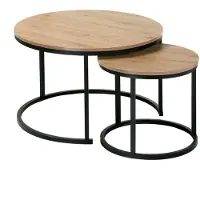 CALICOSY - Set aus 2 stapelbaren runden Beistelltischen - L70 cm