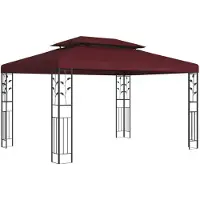 vidaXL Pavillon 3,97 x 2,96 x 2,68 m Weinrot Polyester und Stahl