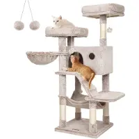 Songmics Kratzbaum gross für Katzen Ombré-Braun-Weiss