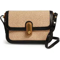 Ted Baker Umhängetasche Schultertasche KKassie Twist Lock Detail Raffia Crossbody Bag Black beige