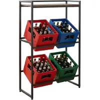 Relaxdays Getränkekistenregal, 4 Kisten, HxBxT: 117 x 74 x 32 cm, Ablage, Industrial Getränkekistenhalter, braun/schwarz