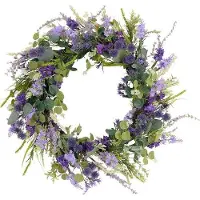 OEM Natürlicher Blumenkringel - Sommervogelblumenkranz - Dekorative Hausausstattung - Echte Blumen - Durchmesser von 60 Zentimeter - Blaugrün Farbton