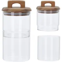 Excellent houseware Glas für Lebensmittelaufbewahrung, Holzdeckel