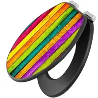 Banjado Anthrazit Toilettendeckel Mit Absenkautomatik WC-Sitz Soft Close Hygienischer Klodeckel MDF Mit Motiv Bunte Holzlatten